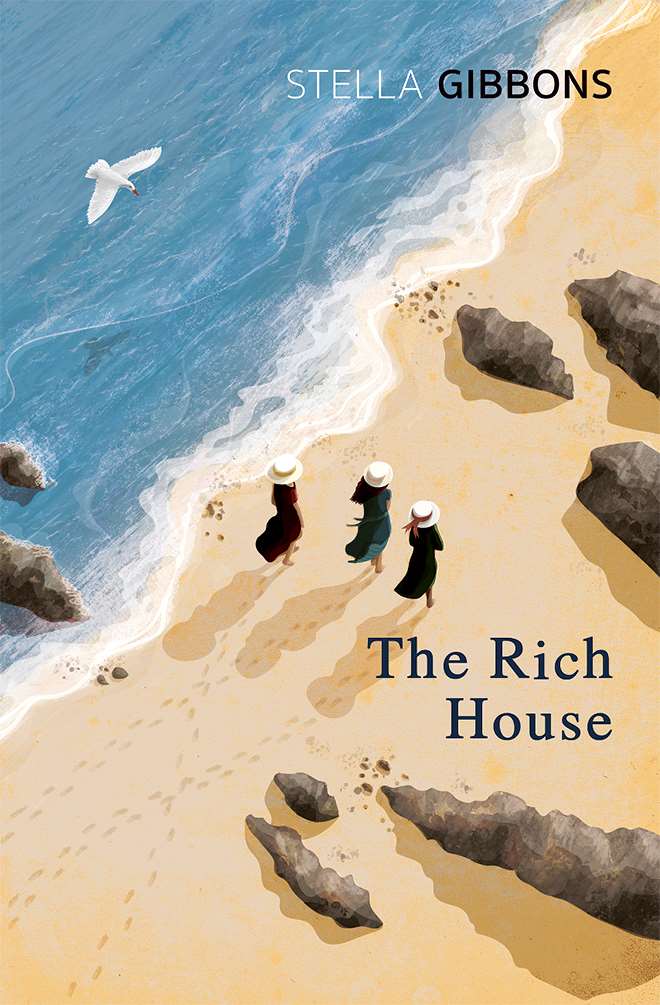 Kerry Hyndman, Kerry Hyndman book cover illustration for The Rich House by Stella Gibbons, published by Penguin. V&A Illustration Awards 2022 Winner. 