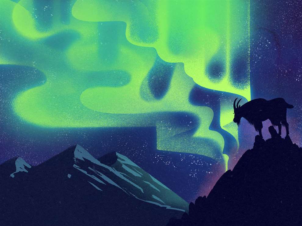 Jan Bielecki, Digital, narrative illustration of the northern lights