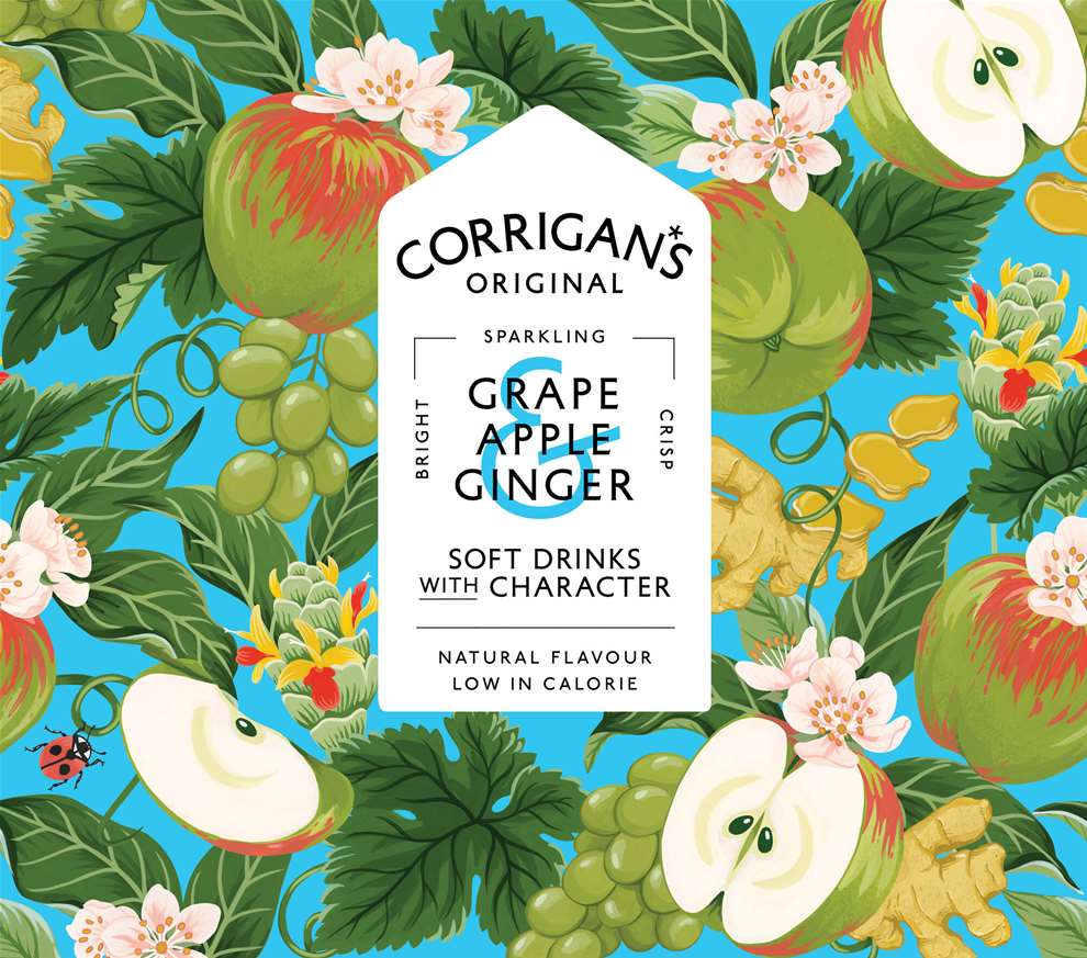 Charlotte Day, Hand painted rebrand for Corrigan's all natural refreshing drinks.