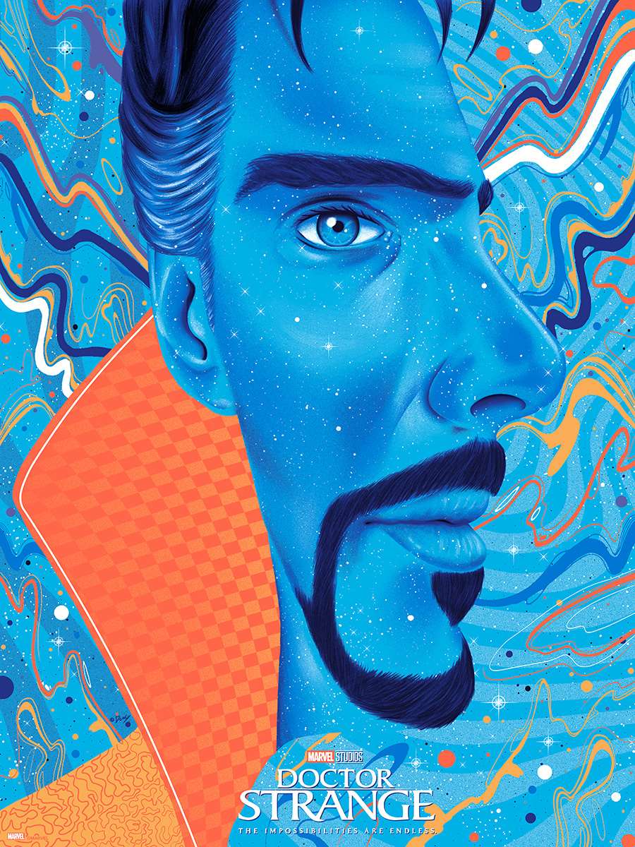 Doaly, Digital film poster for Doctor Strange with portrait of Benedict Cumberbatch.