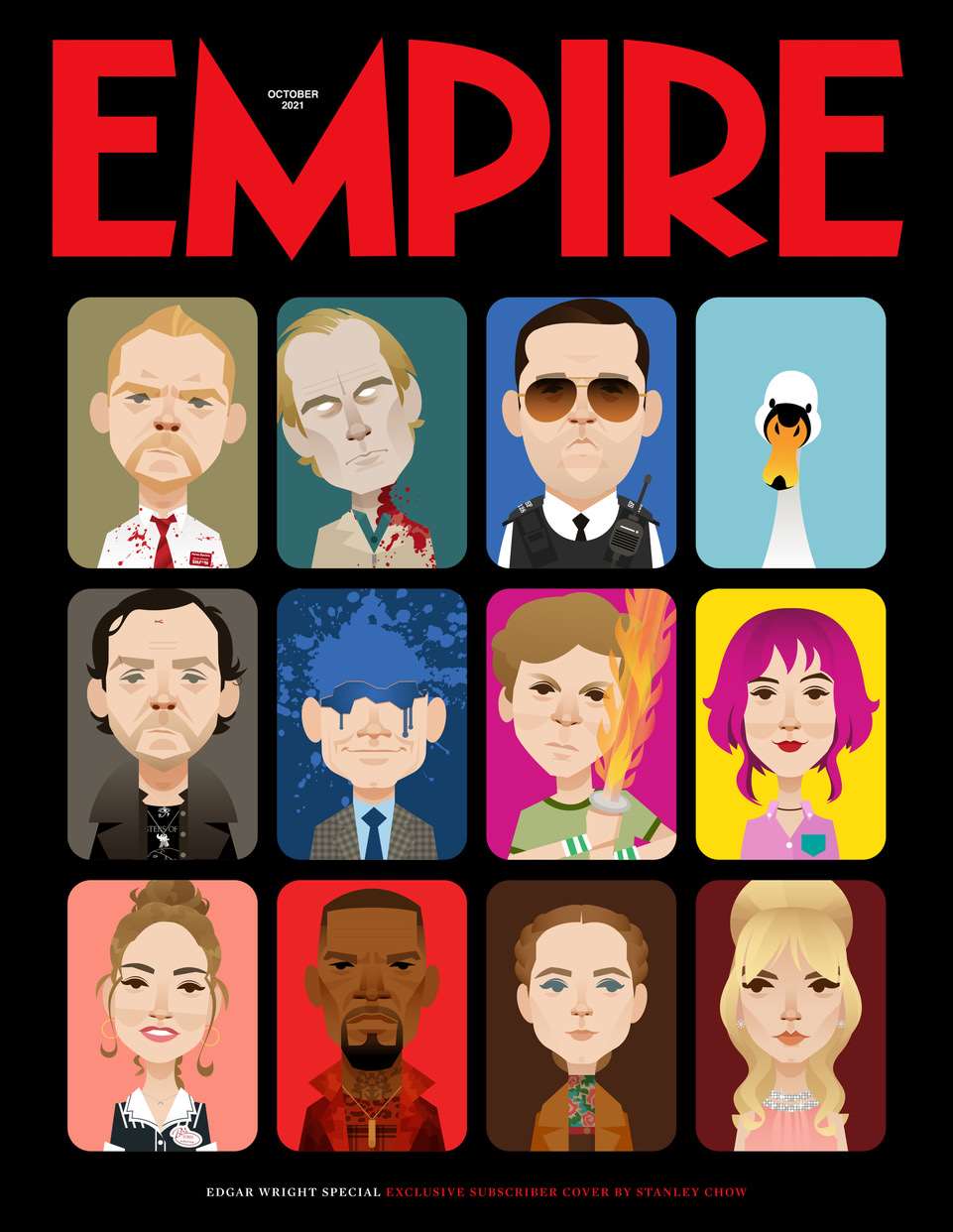 Stanley Chow, old and graphic minimalist poster vector Cover Artwork for Empire Magazine. Halloween Inspired. 