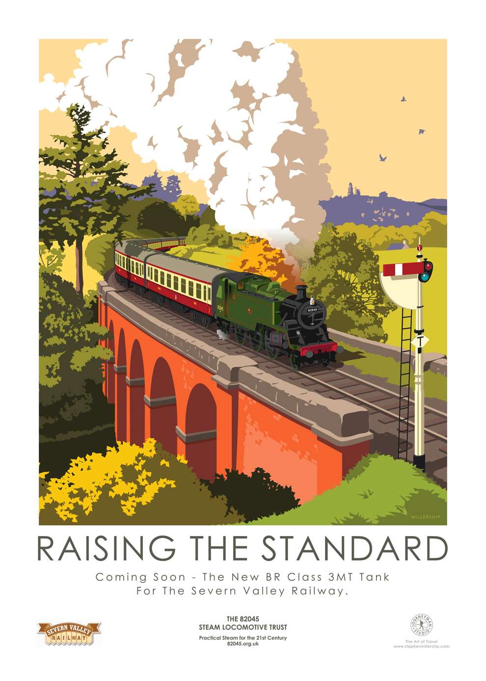 Stephen  Millership, Illustration of a train in a travel poster retro style 