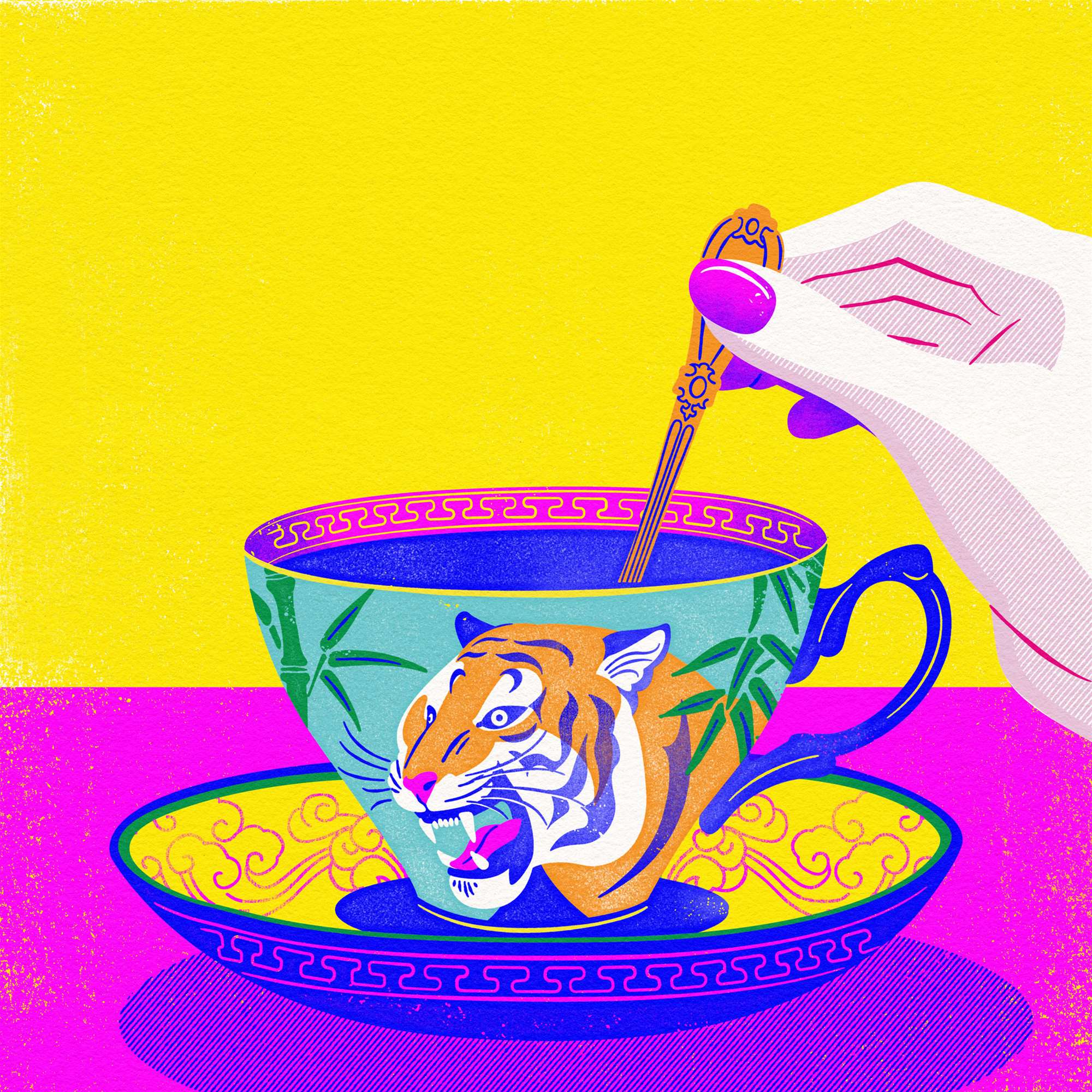 Susan Burghart, Pop art illustration of a teacup, digital art.