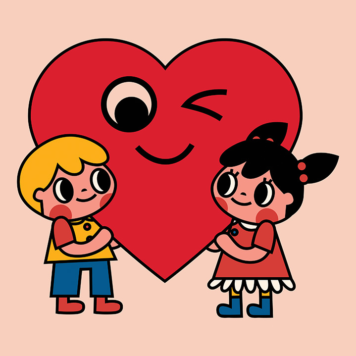 Uijung Kim, Uijung Kim fun characters with winking heart. Korean style cute illustration