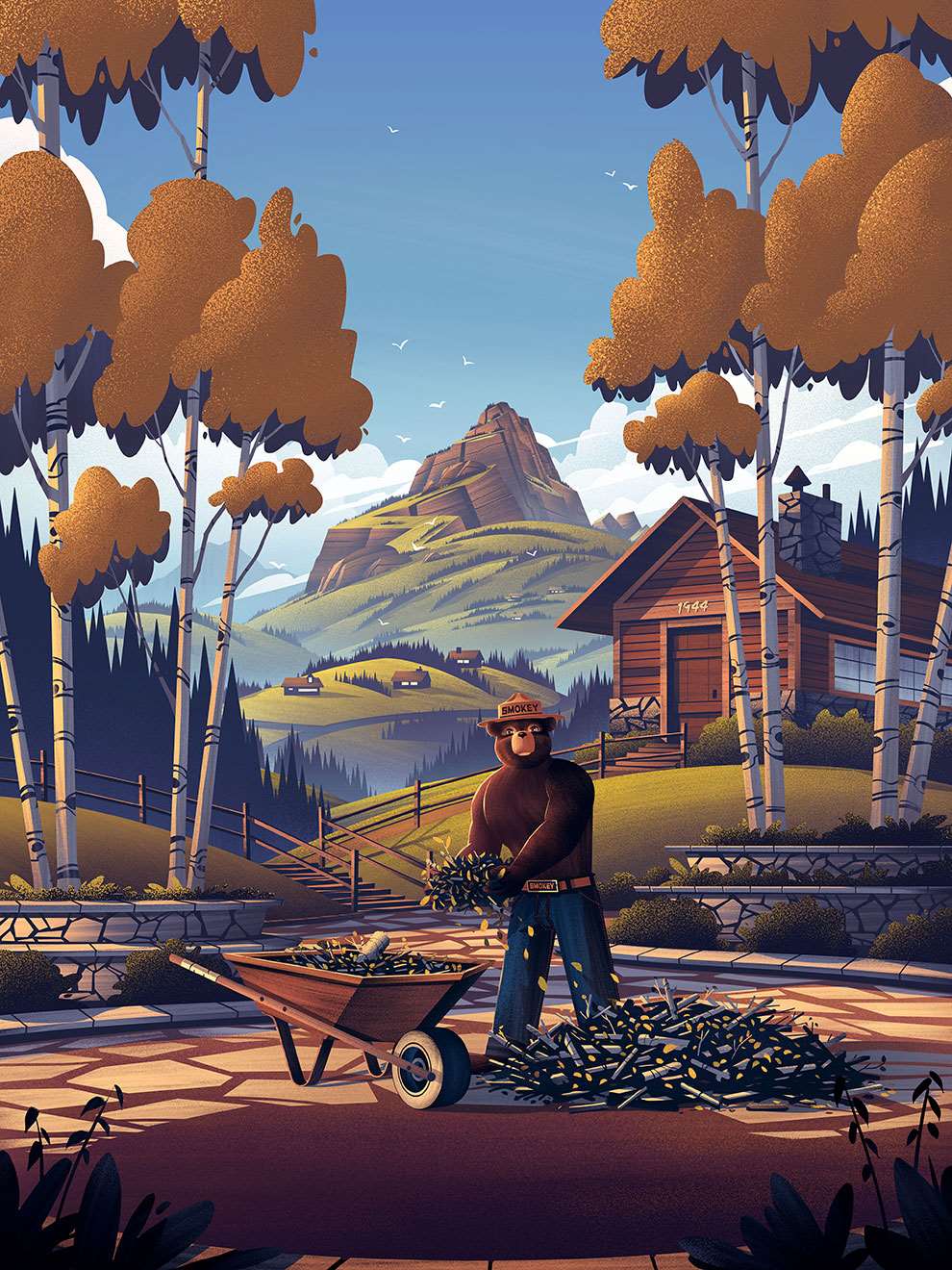 Brian Edward Miller, Illustration for Smokey Bear poster.