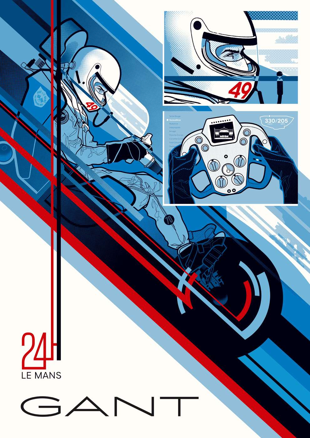 Jonas Bergstrand, Retro illustration of racing car for the 24H of le mans, gant campaign 