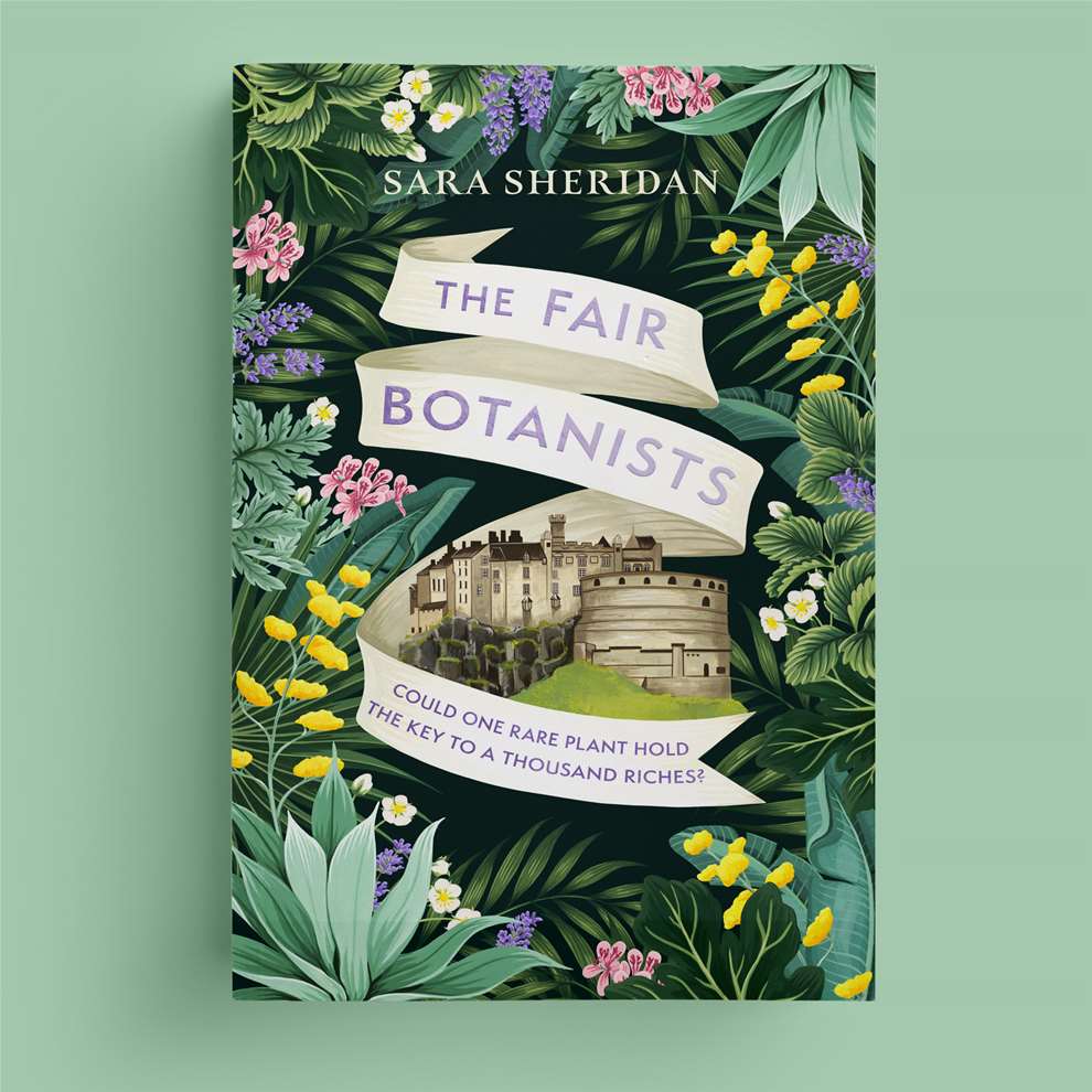 Charlotte Day, Botanical Book Cover Illustration with hand painted floral elements surrounding a hand rendered type.