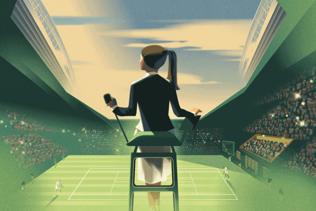 Mads Berg, Official artwork for Wimbledon 2022 Century celebrating the court. Digital retro artwork.
