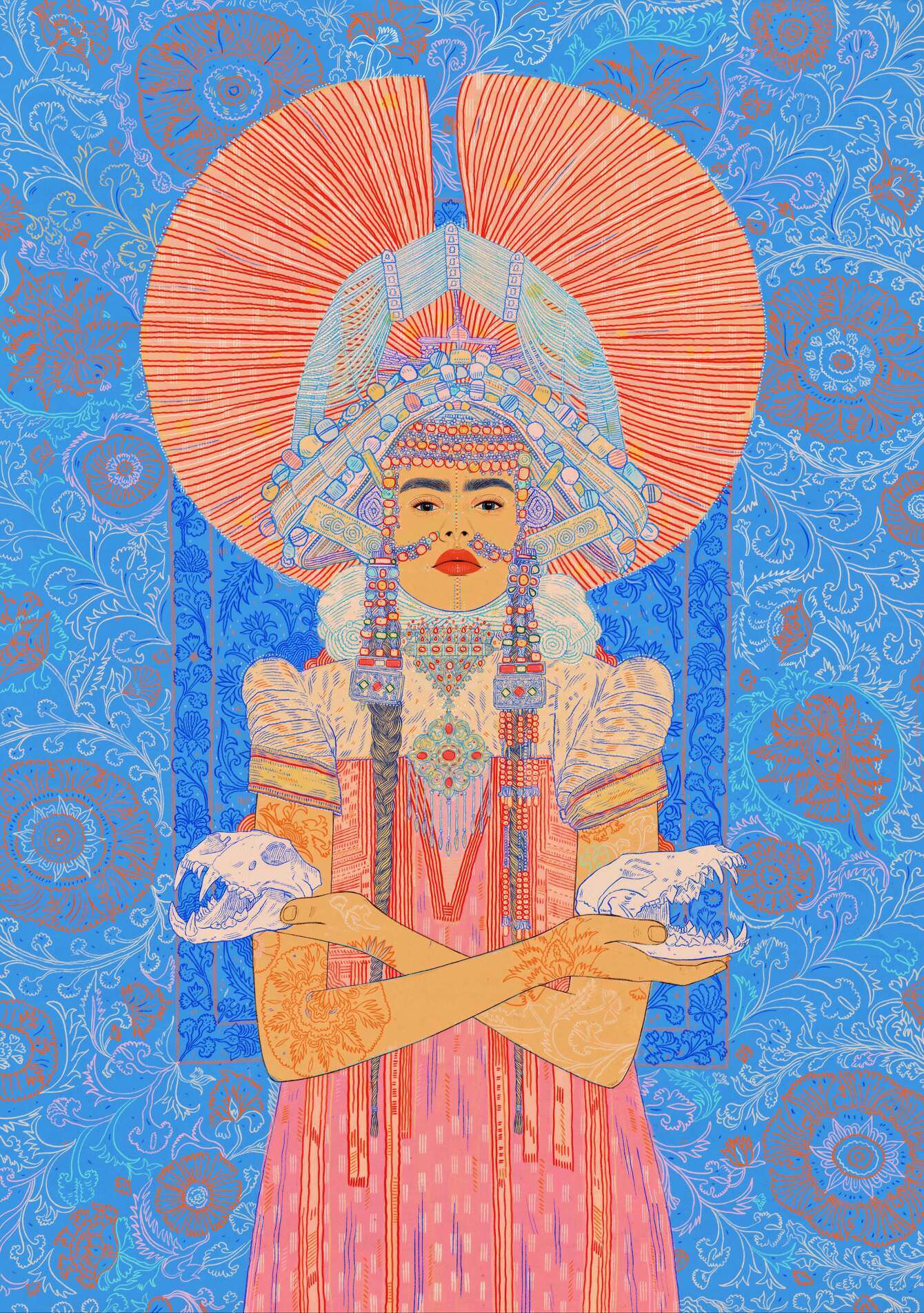 Anna Higgie, Detailed illustration of a Goddess with patterns. 