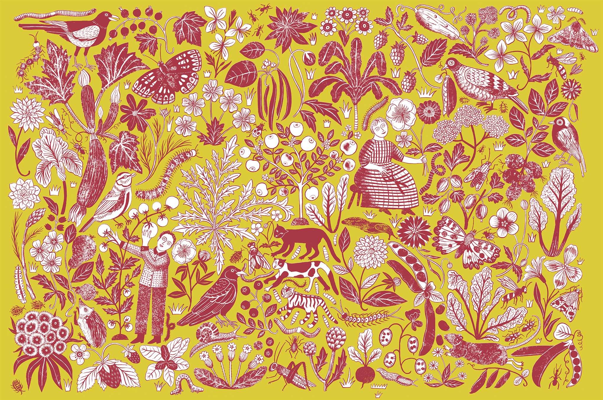 Alice Pattullo, Decorative wallpaper illustration inspired by nature, nostalgia, flora and fauna and childhood memories. 
