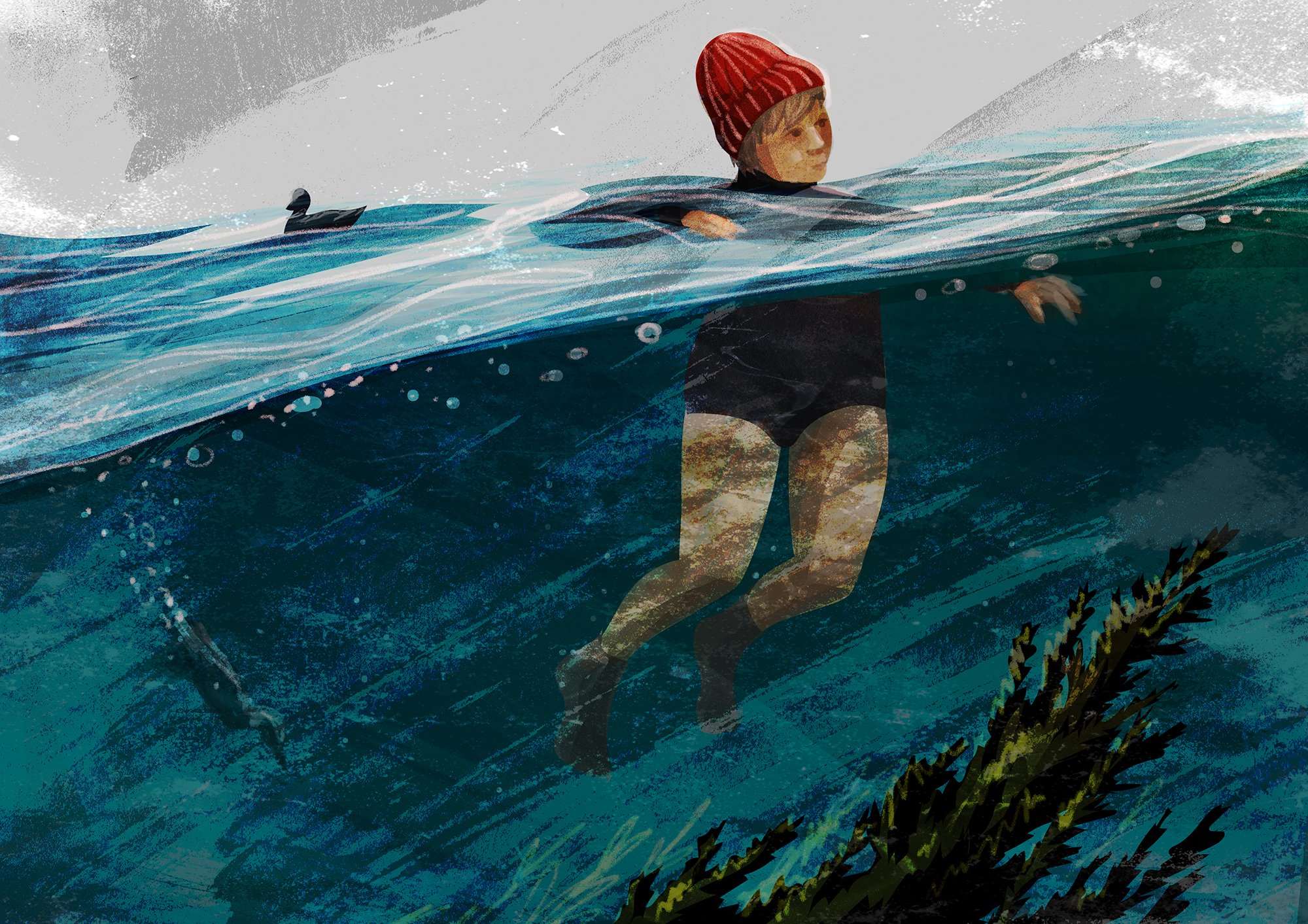 Kerry Hyndman, Water, swimming scene with female swimmer submerged by Kerry Hyndman