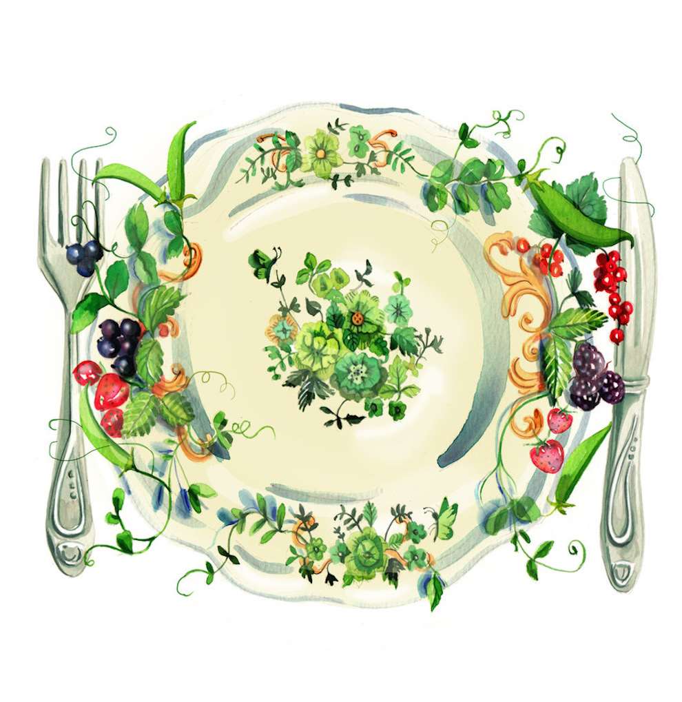 Lesley Buckingham, Watercolour decorative plate 
