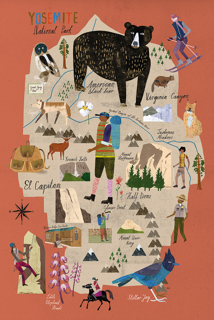 Martin Haake, Detailed collage map of the national park with spot illustrations of animals 