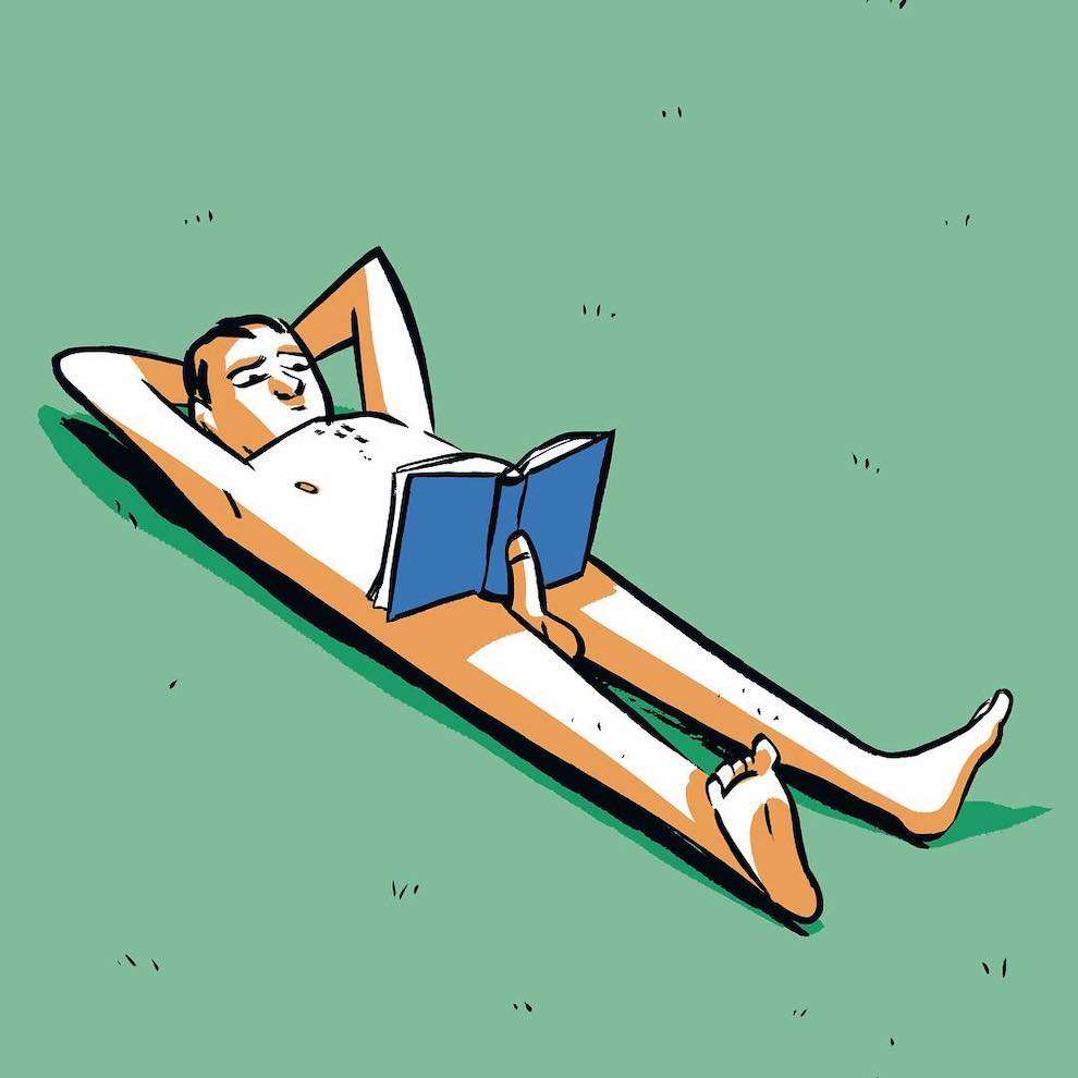 Nishant Choksi, Witty digital illustration of a naked man lying down