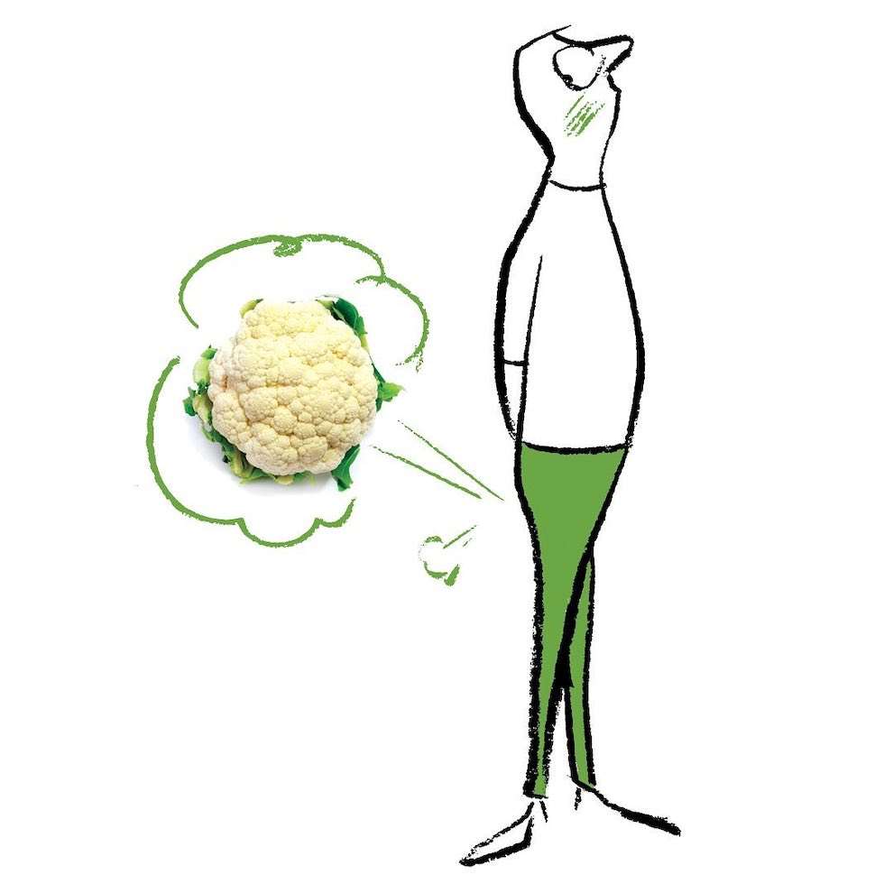 Nishant Choksi, Witty mixed media illustration of a man farting a broccoli 