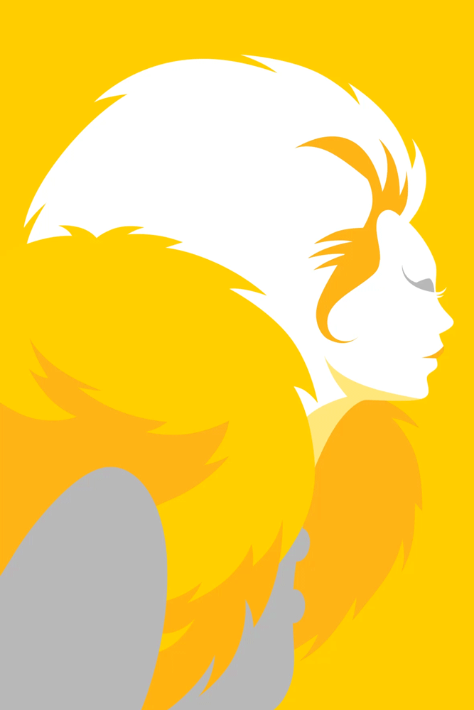 Paul Oakley, Digital graphic animated gif of an elegant woman. Shade of yellow.  	