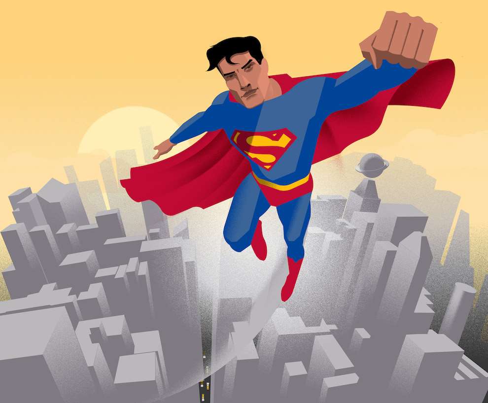 Max Ellis, Bold and graphic textural illustration of superman 
