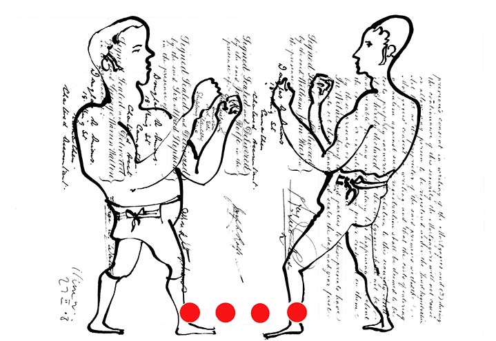 Brian Grimwood, Line art of two boxers 