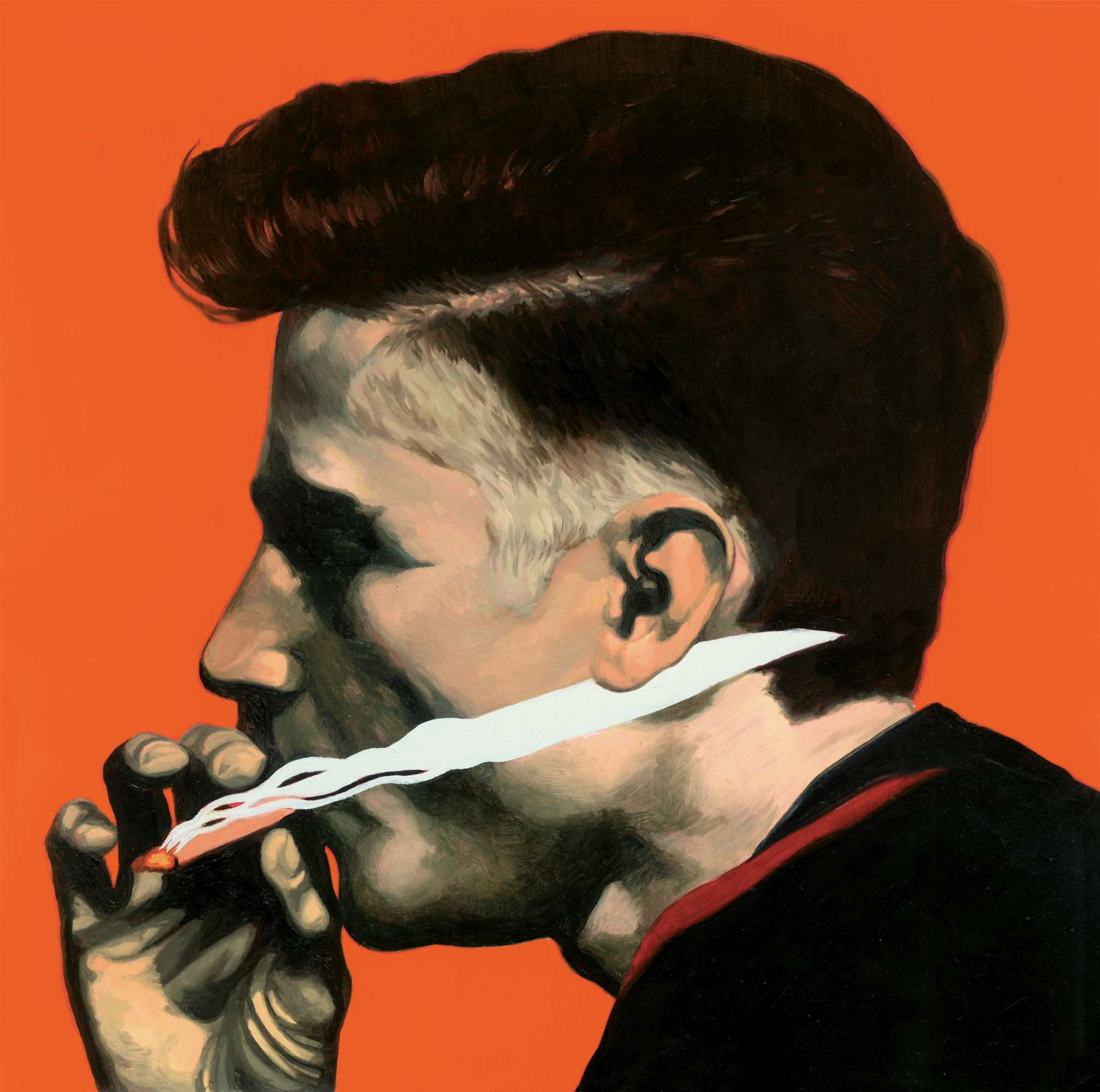 David De Las Heras, Painterly portrait of man smoking 