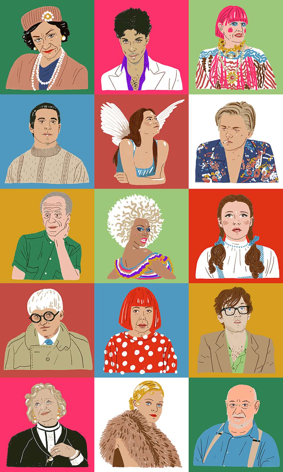Harriet Seed, Bold and colourful stencilled portrait illustrations of various famous icons. 