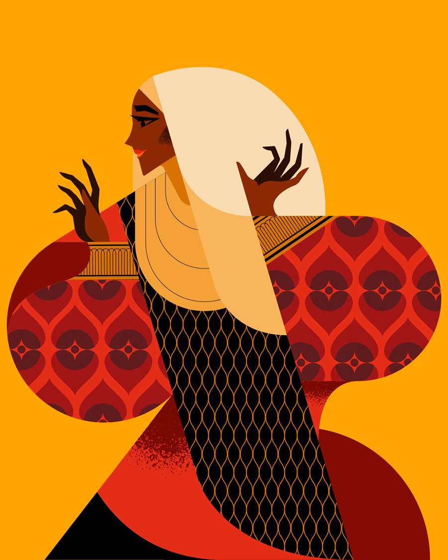 Jonny Wan, Detailed vector illustration of a lady in a hijab.