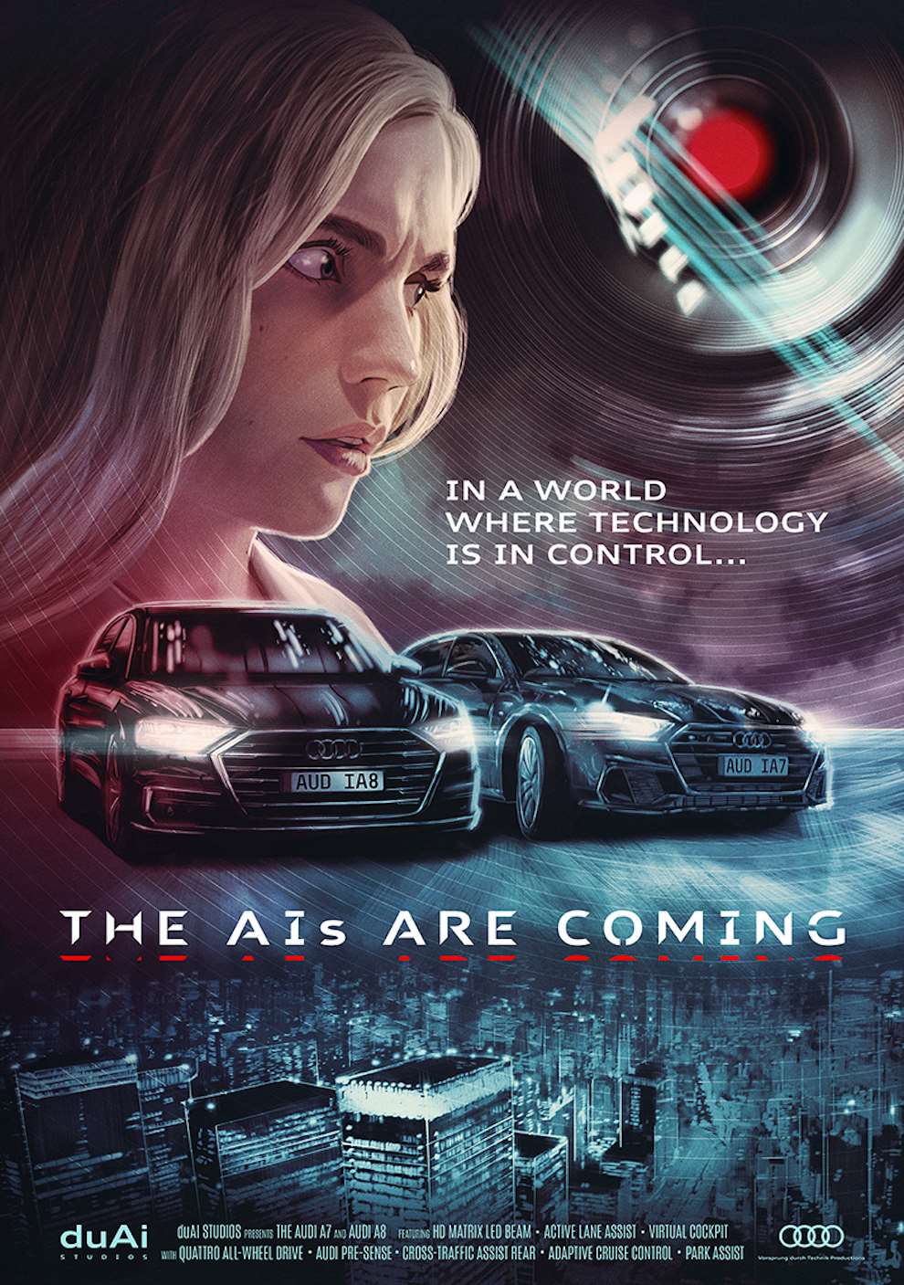Sam  Gilbey, Cinematic painterly poster art illustration for Audi Cars.