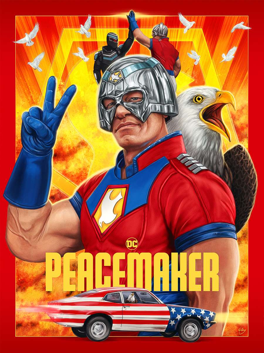 Sam  Gilbey, Sam Gilbey Digital Illustration Peacemaker Cover Artwork SuperHero Red Bright Realistic 