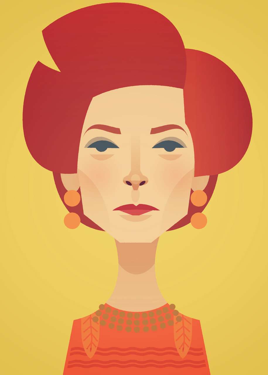 Stanley Chow, Bold and graphic vector portrait illustration of Tilda Swinton. 