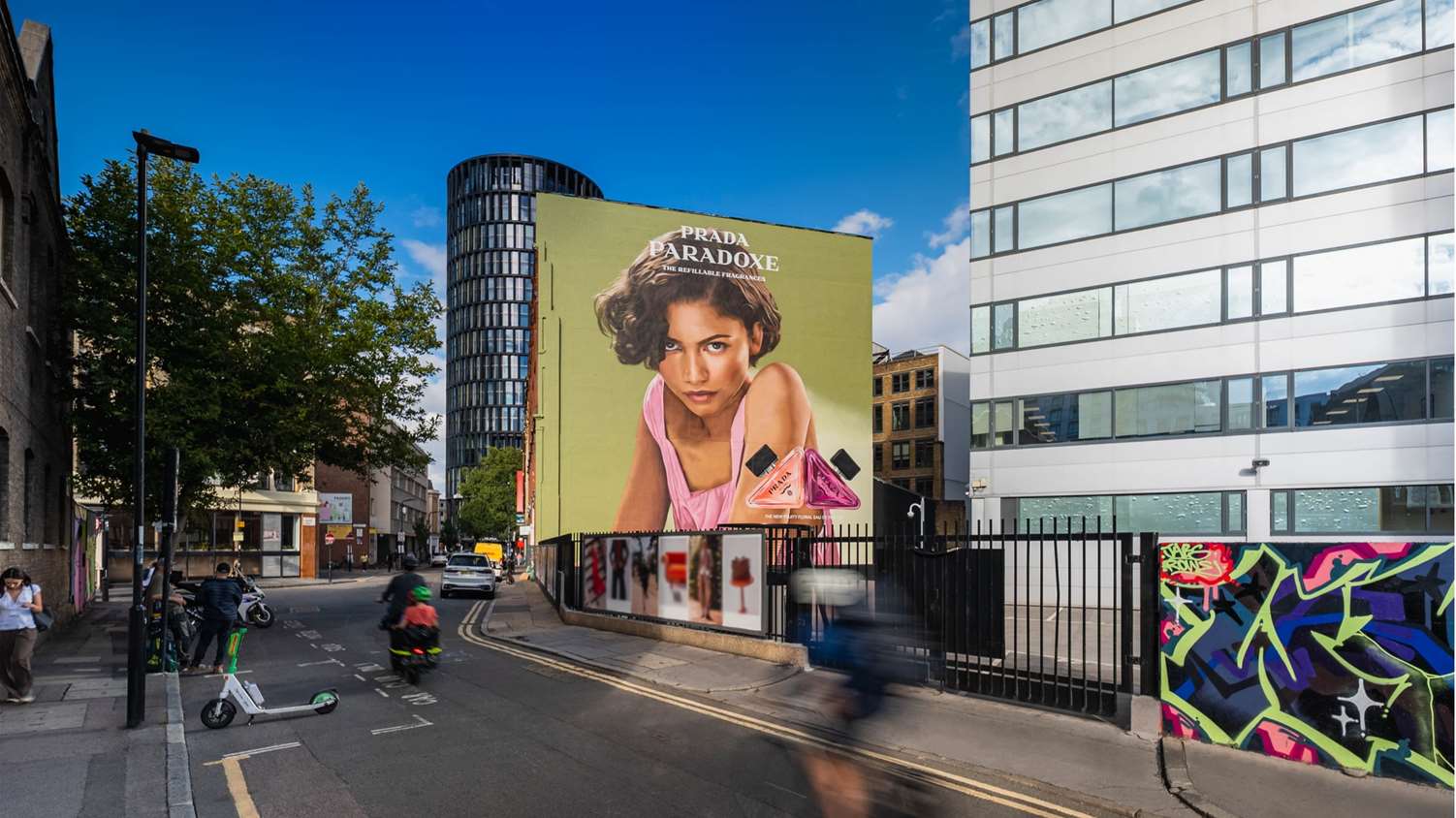 Our fantastic team have hand-painted this wonderful portrait on our Tabernacle Street Wall to celebrate the new Prada Paradoxe fragrance.