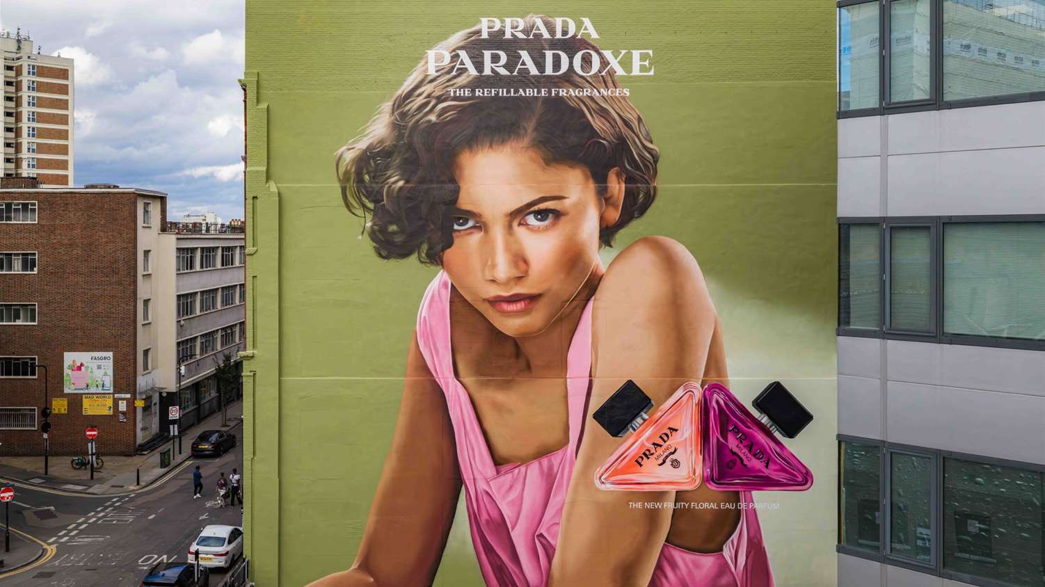 Our fantastic team have hand-painted this wonderful portrait on our Tabernacle Street Wall to celebrate the new Prada Paradoxe fragrance.